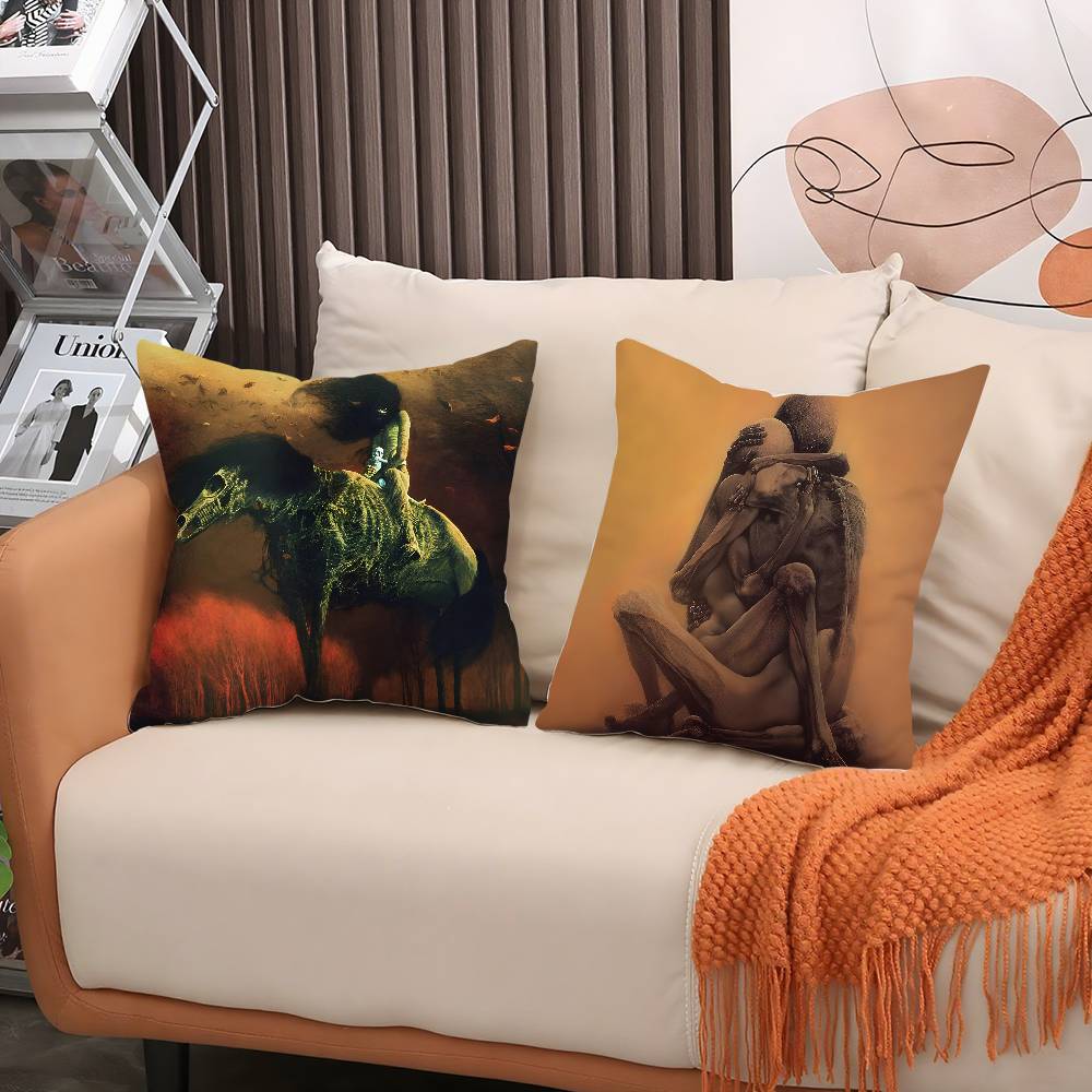 Hot Art Z-Zdzislaw BeksinskiS Pillow Case Soft Plush Fabric Double Sided Print Decorative Home Living Room Gift Cushion