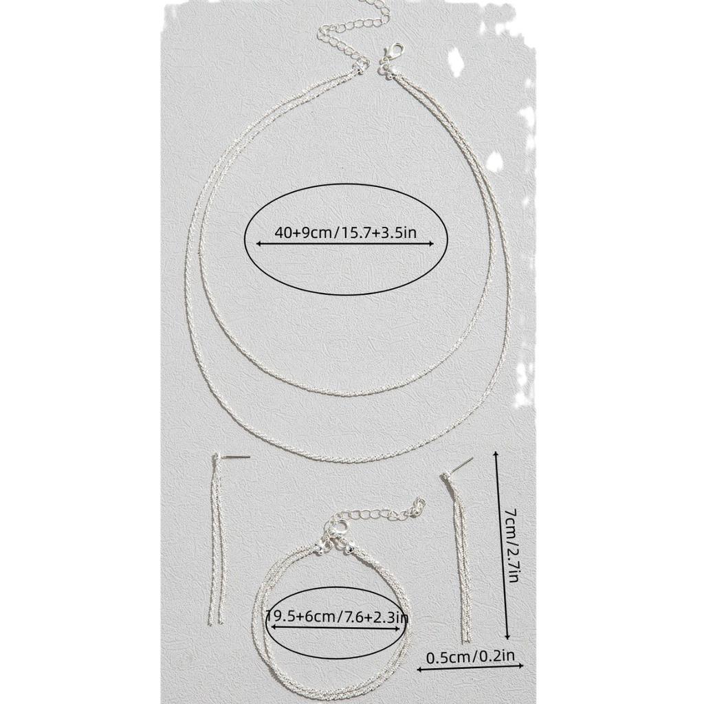 Colar, Brincos, Pulseira de Strass Brilhante Europeu e Americano, Temperamento Simples, Colar, Brincos, Conjunto de Joias de Três Peças.