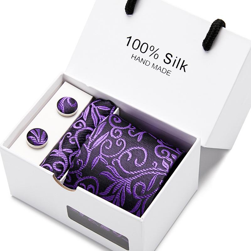 Men'S Tie Gift Box 5-Piece Set Tie Pocket Towel Scarf Cuff