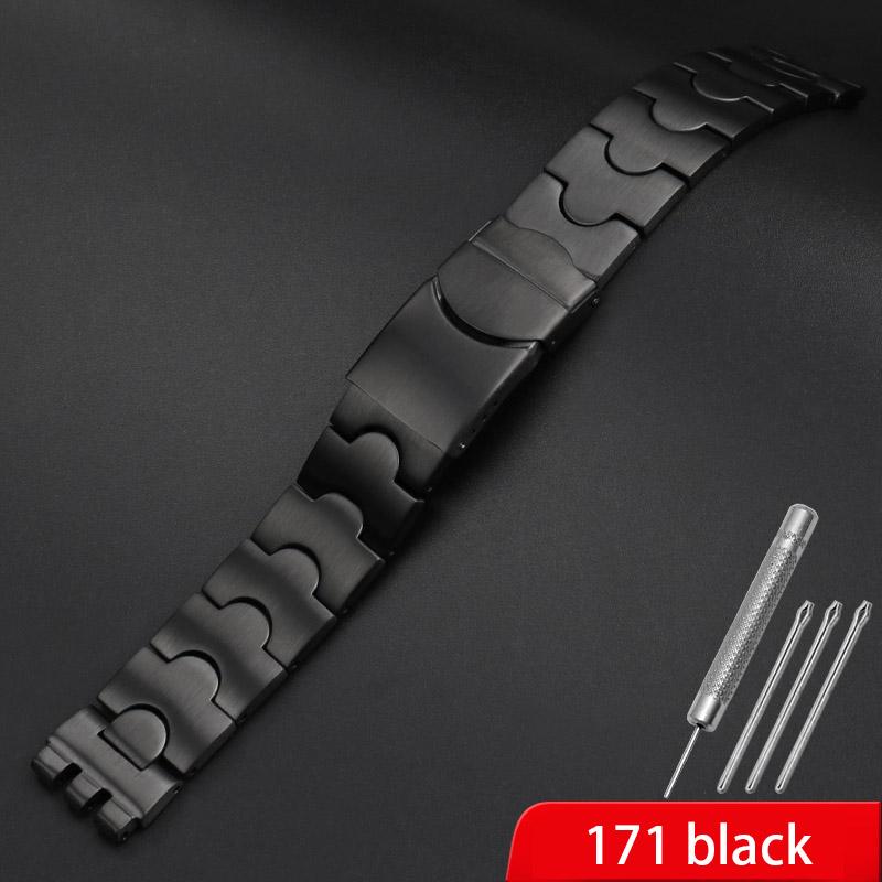 

Metal Steel Band Men s And Women s Watch Chain Wristband For Swatch Ygs749g Student Ceramic Watch Belt 17mm 19mm Watch Acc Black 17mm