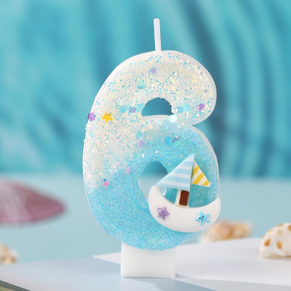Smooth Sailing Ocean Series Digital Candles Handmade DIY with Small Boat Decoration Party Celebrating Creative Candles