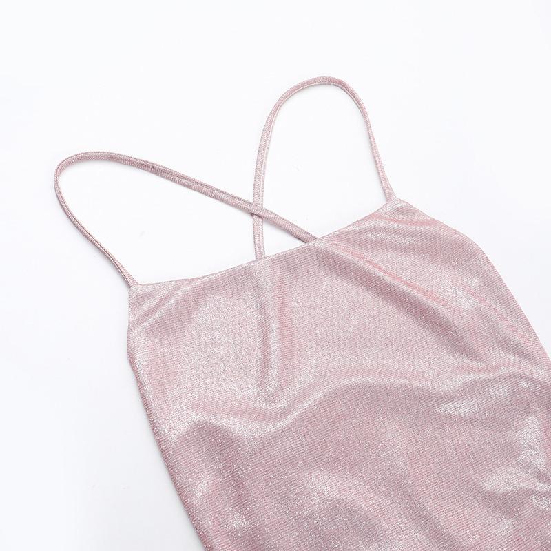 Fall Short Dress Fashion Style Sexy Slim-fit Sparkly Halter Strap Slip Dress