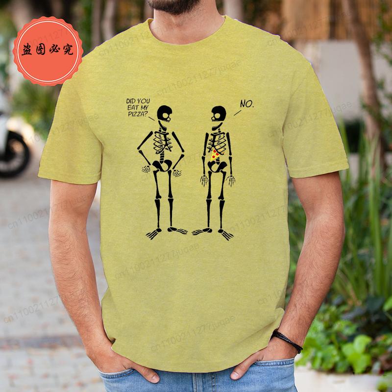 Men's Clothing Did You Eat My Pizza? Cute Funny Skeleton T-Shirt Men Women T-Shirt Fashion Brand Clothing T Shirts Casual Shirt