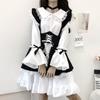 S-XL fofo traje de empregada lolita preto e branco com vestido de menina lolita terno de chefe para senhoras