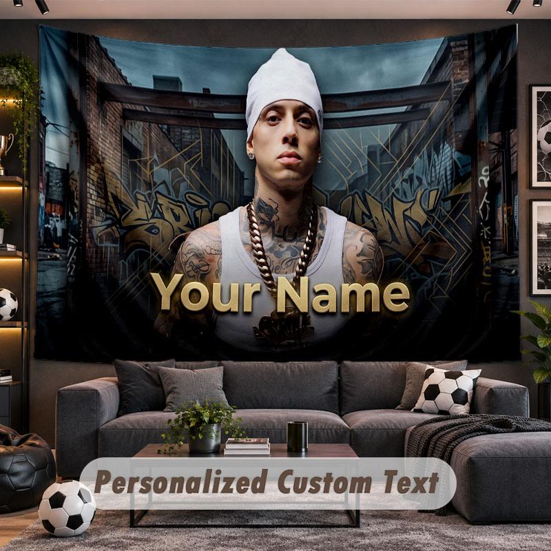 Wall Hanging Tapestry Custom NameCentral Cee Pattern Personalized Printed Fabric Wall Decor