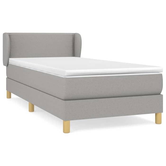 Maison Exclusive - Bettlattenrost mit Matratze Hellgrau 100x200cm Stoff
