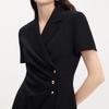 LANCY Women's Black Commuter Style Short Sleeve Suit Dress