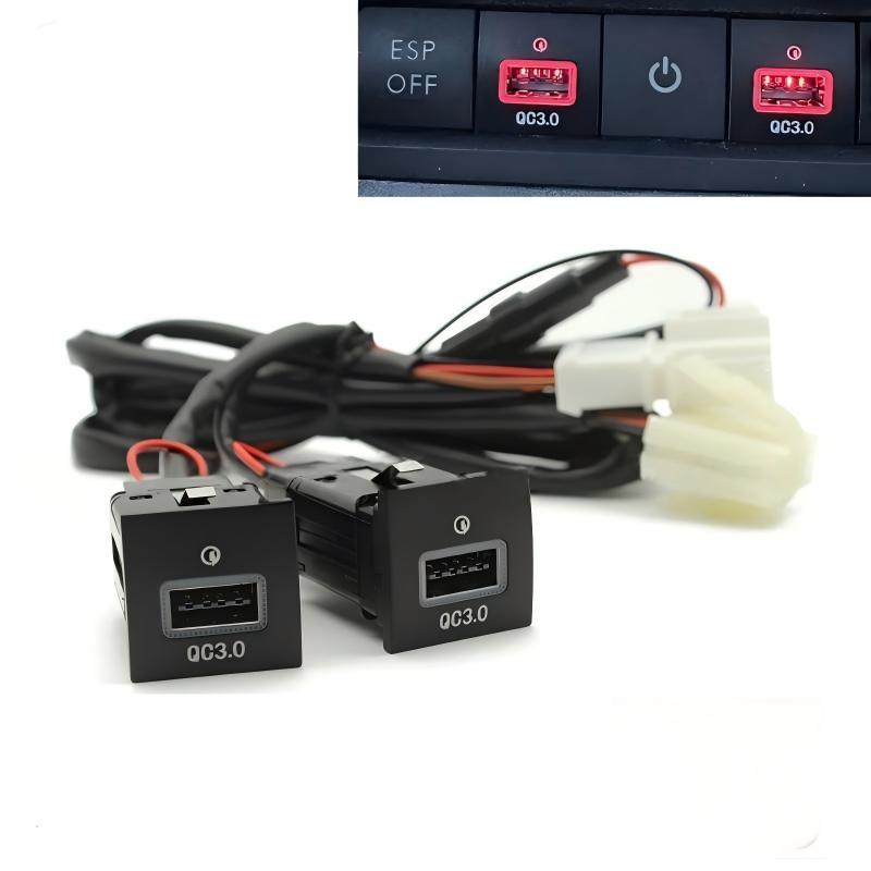 Новий червоний світлодіодний автомобільний USB-зарядний пристрій PD Швидка зарядка Адаптер для зарядки телефону Розетка Кнопка Для Golf 6 Mk6 5 Scirocco 2006 - 2012