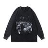 High Street Printed Sweater Ins American Retro Trendy Brand Washed Old Oversize Cotton Long Sleeve T-Shirt Men