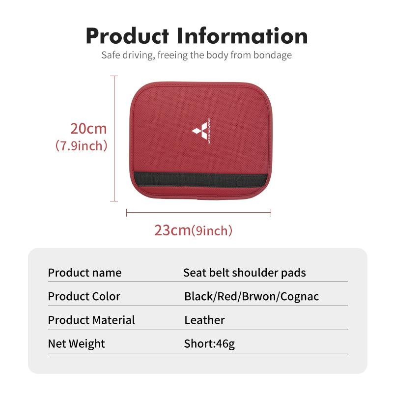 For Mitsubishi Car Leather Safety Belt Shoulder Protector Cover Padding Outlander Lancer L200 ASX Pajero Grandis Eclipse