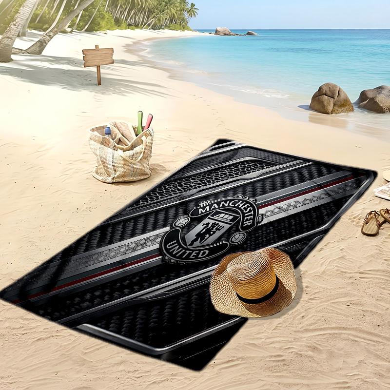 Manchester United Bedrucktes Strandtuch Schnelltrocknend Weiches Handtuch Tragbare Große Rechteckige Stranddecke für Reisen Schwimmbad