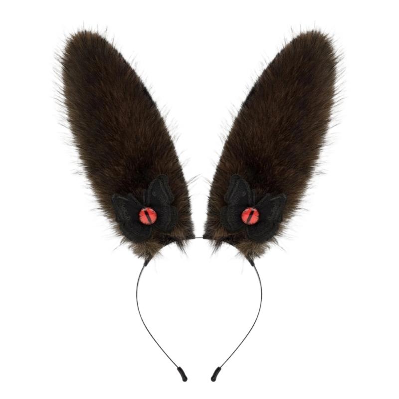 Rabbit Ears Hairhoop Plush Bunnies Ear Hairband Hairhoop Halloween Cosplay Accessories for Women Birthday