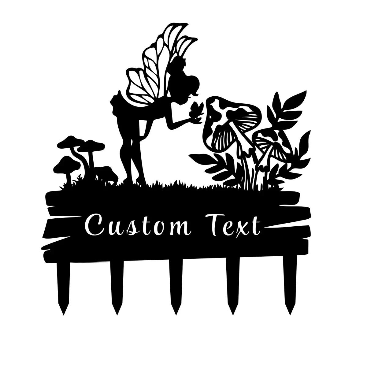 Metal Fairy Garden Stake Personalized Mushroom Ornament Gift for Yard