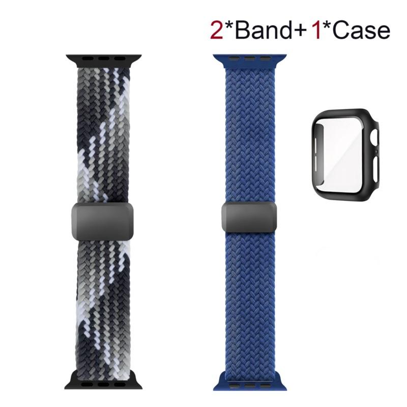 Case+Braided Strap For Apple Watch Bands 40mm 45mm 41mm 44mm 46mm 42mm magnetic correa Bracelet iWatch series se 3 6 7 8 9 10 11