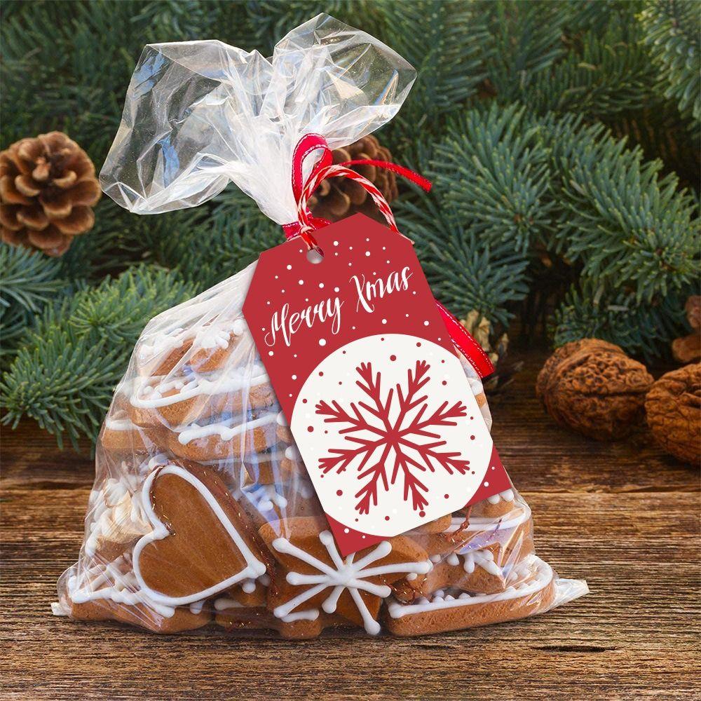 50Pcs Cartoon Pattern Christmas Gift Tag Color Printed DIY Gift Wrapping Label  Holiday