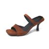 Fashion black High Heel Sandals Women's Summer New Style Sexy Thin Heel Fashionable Toe Post Slippers Square Head Crossbody Shoes
