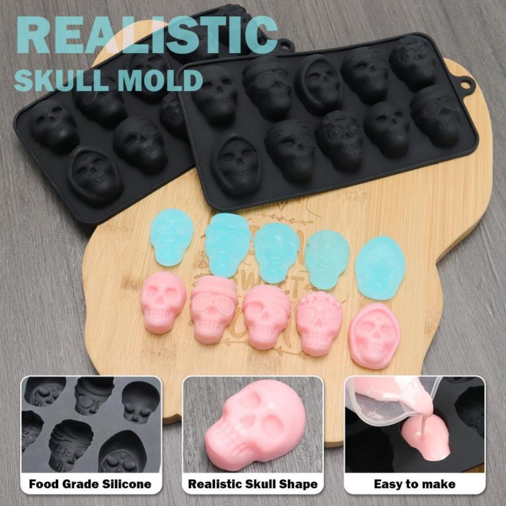Silicone Skull Ice Cube Mold 10 Grids Chocolate Mold Baking Pan Skull Baking Cake Mold  Candy