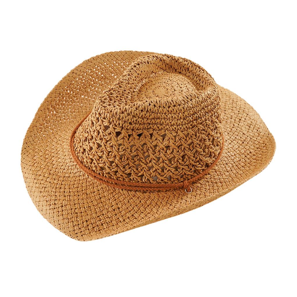 Wide Brim Western Sun Hat Breathable And Waterproof For Outdoor Adventures PP Outdoor Straw Hats Cowboy Hat Beach Cap