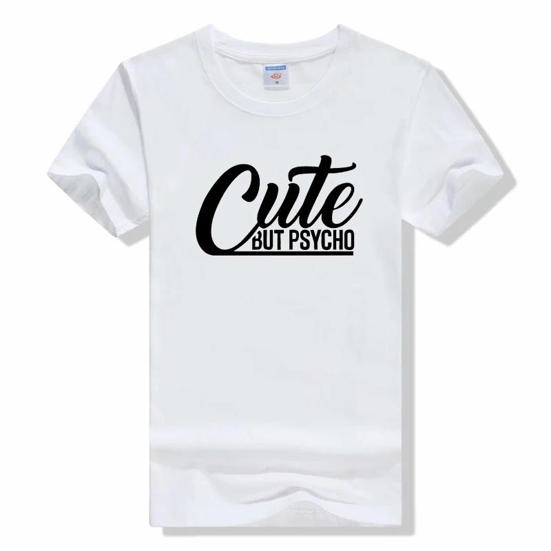 CUTE BUT PSYCHO Print t shirt Sweet Korean O-neck tees fashion summer casual Loose Short sleeved t shirt XXXXL