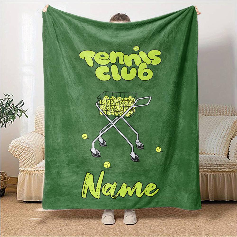 Custom Name Tennis Theme Printed Blanket - Perfect for Couch, Bed, Travel & Outdoor Use | Machine Washable, Cozy & Durable.