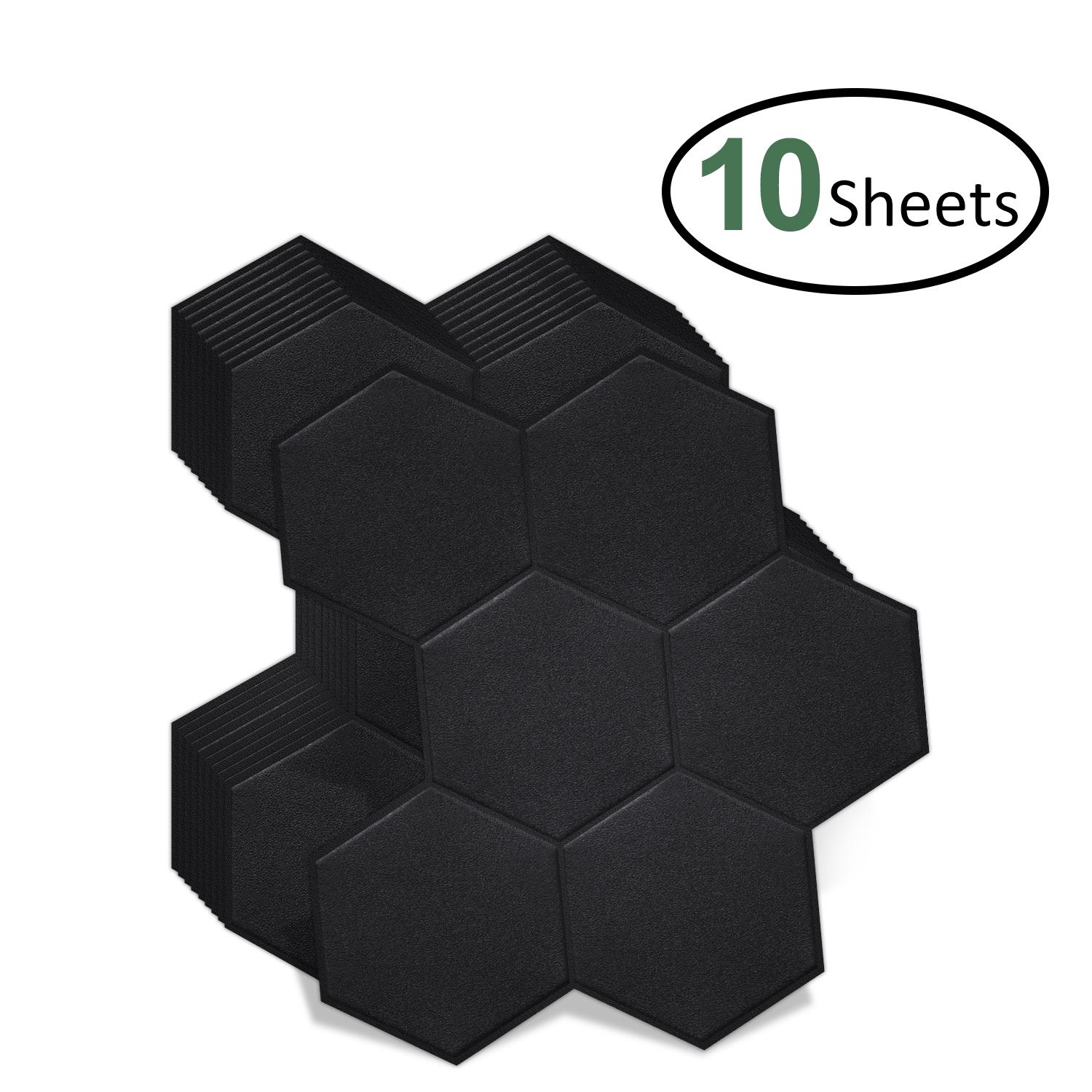 

10pcs Matte Black Large Hexagonal Wall Tile Stickers Easy To Peel And Stick Waterproof Vinyl Wall Tiles for Home Decoration 10 pieces