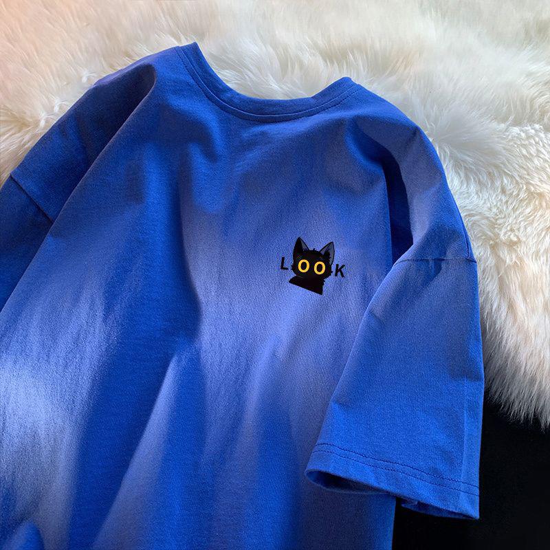 Cotton Short Sleeve T-shirt Women Loose Fashion Medium Sleeve Tops Summer Vintage T-Shirt