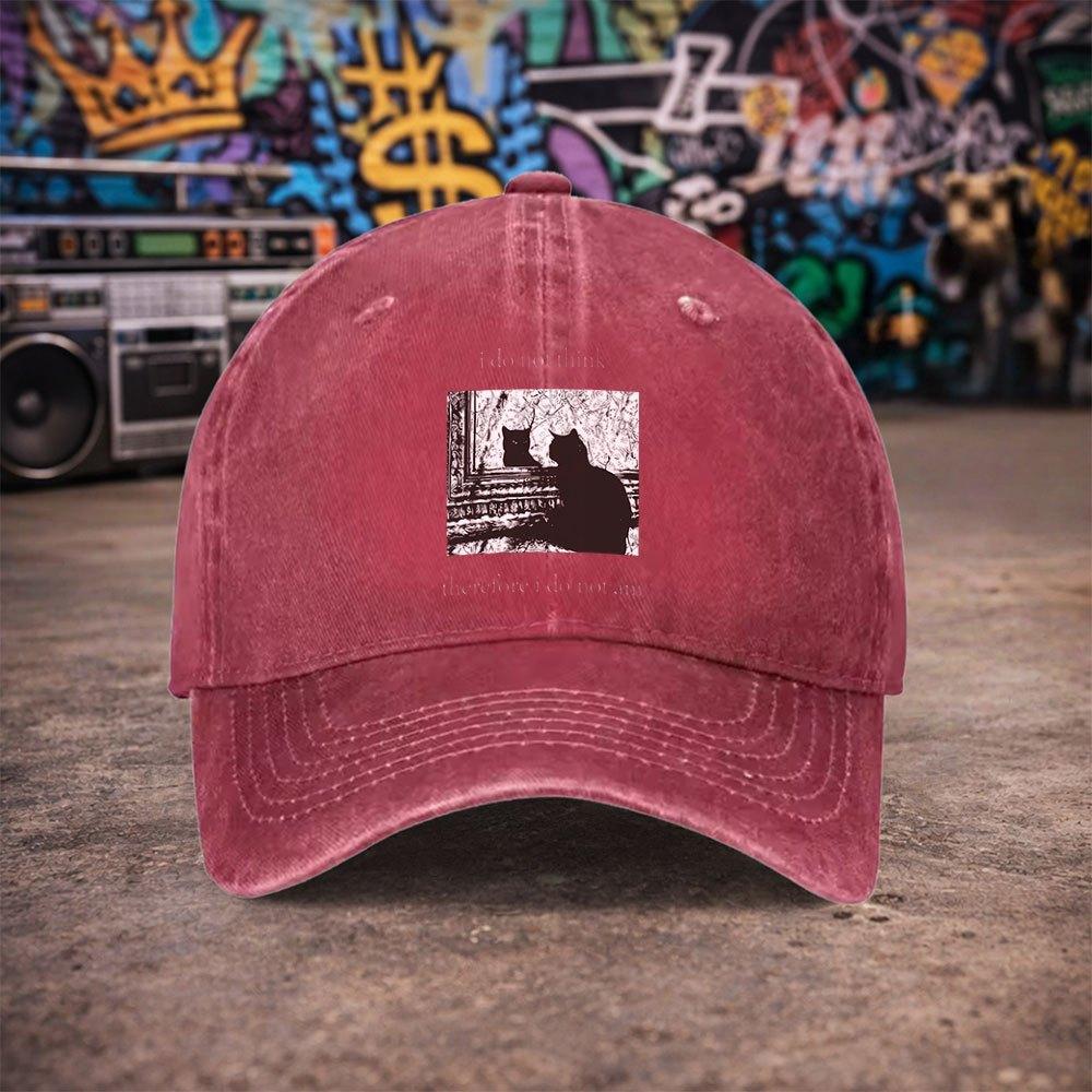 Pc Unisex Cat Reflection Vintage Washed Baseball Cap Unisexs Trendy Hat Versatile Duckbill Cap Fun Print A Unique Birthda
