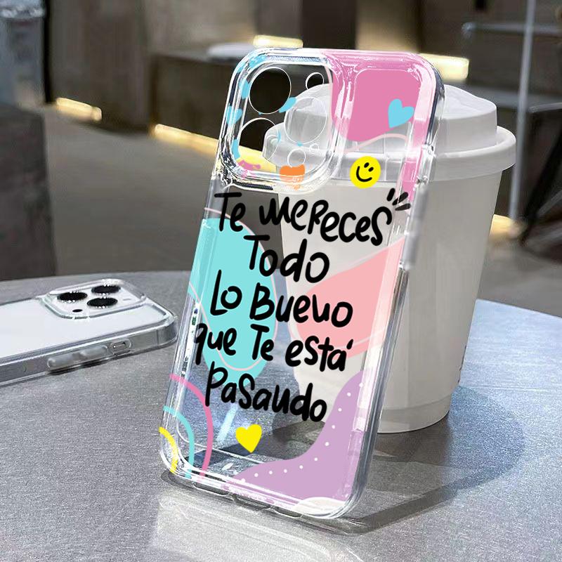 

Cute Smiley Heart Pastel Print Phone Case for iPhone 17 16 Pro Max 15 Pro 14 13 12 11 Air 16E X XR XS 7 8 Plus Shockproof Cover iPhone 12 mini