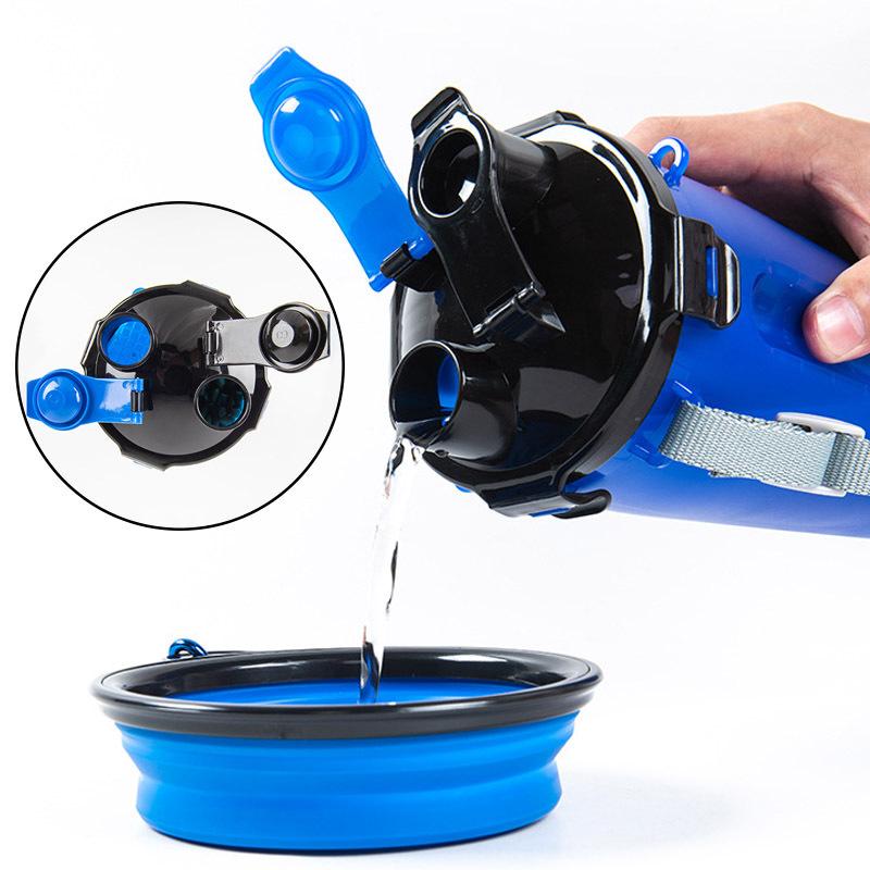 Dog Travel Water Bottle Bowls 2 in 1 Pet Food Container with Collapsible Portable Dog Food Bowl Outdoor Water Bowls for Pet Cat