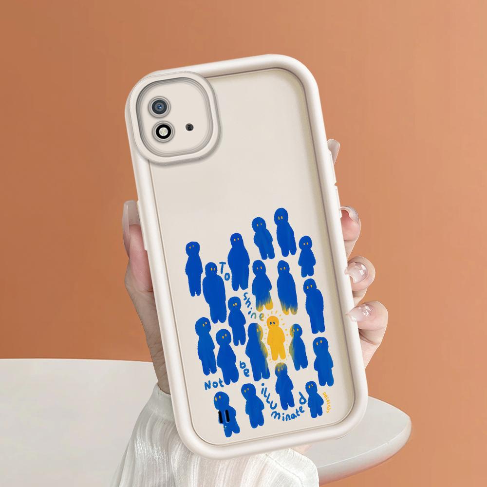 Soft Silicone Square Ladder Printing Pattern Phone Casing Full Cover Camera Shockproof Protection Rubber Case for OPPO Realme