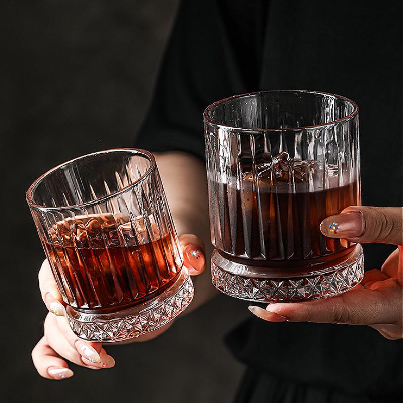 100ml/230ml/370ml/450ml Luxury Wine Glasses High End Whiskey Glass Striped Cocktail Glass Juice Beverage Cups Latte Coffee Mugs