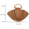 Casual Shell Shape Crochet Woven Bag Large Capacity Boho Wooden Handle Shoulder Bag Handmade Solid Color Underarm Bag Beach