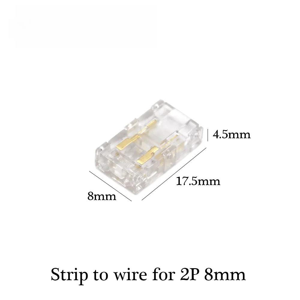 COB Mini Led Light Strip Wire Connectors 2 3 4 Pin Connection Solderless FCOB RGB CCT 5 8 10mm LED Strip To Strip Wire Connector