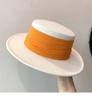 New Fedoras Women's Hat Flat Top Cap French Elegant Straw Hat Fedora Pearl Chain Hat Travel Beach Hat Panama Wide Brim Hat