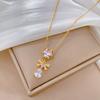 Titanium Steel Butterfly Water Drop Light Luxury Temperament Gorgeous Full Diamond Necklace Female Versatile Collarbone Chain Titanium Steel Chain