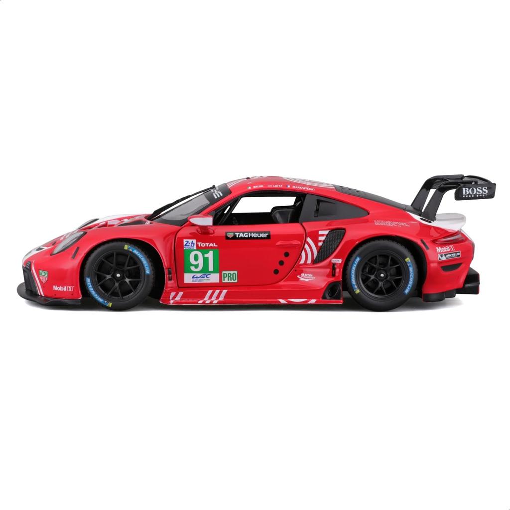 Bburago Scale Porsche 911 RSR LM 2020 Le Mans Race Diecast Model Car 1/24 (#91) White/Red 18-28016