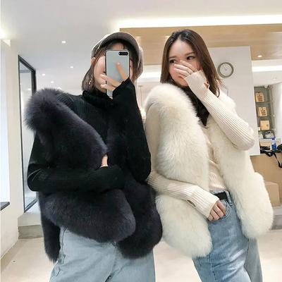 Fur Vest Female V-neck Autumn and Winter Thickening Warm Slim Thin Vest Plush Undershirt Hundred with Cardigan Tops