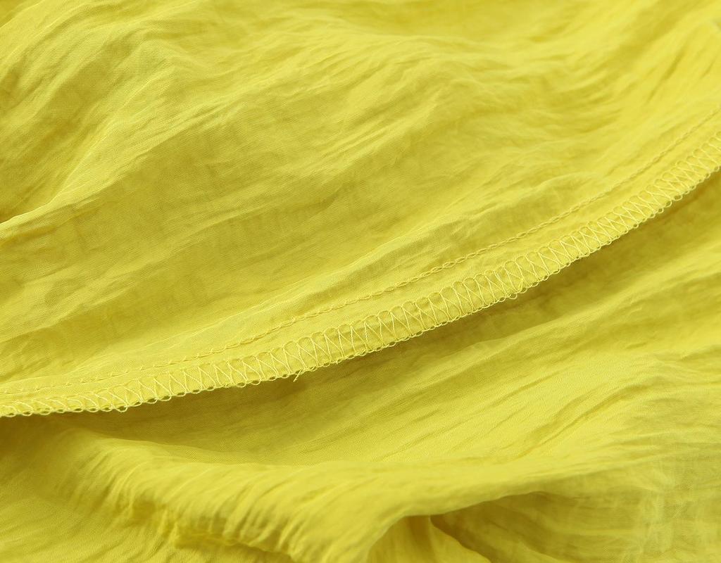 European & American Style Summer Wide Leg Elastic Waist Wrinkle-Effect Pants - Solid Color