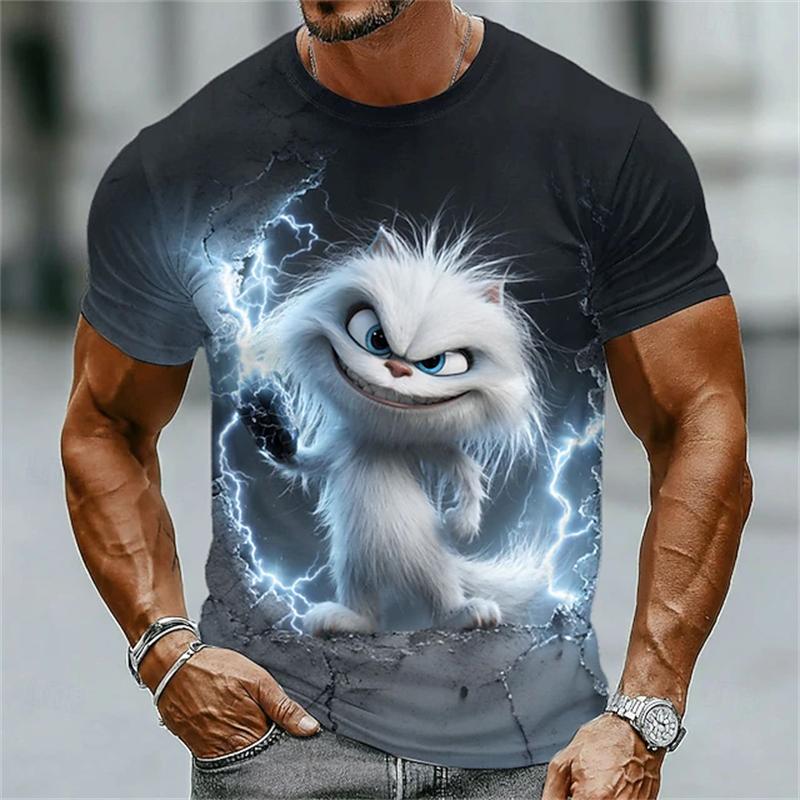 Summer 3D Animal Print T-Shirts Cute Outdoor Men's Short-Sleeve