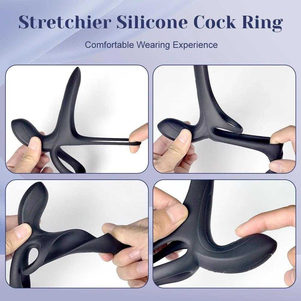 Vibrační kroužek na penis kroužek na penis Vibrátor na oddálení ejakulace Dálkové ovládání Sexuální hračky pro muže Pár Penisring kroužek na penis Dick Sleeve