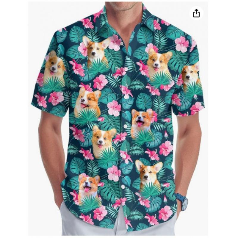 A new large-size men's fashion digital printing short-sleeved shirt in summer from the source manufacturer