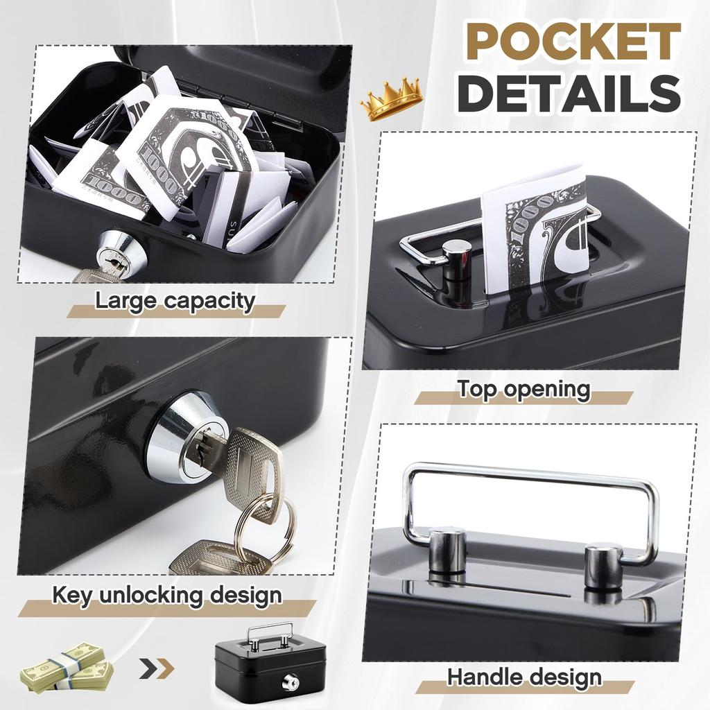 1/2 st Pengerskåp Låsbart Spargris med Nyckel Portabelt Handhållet Robust Metall Pengeförvaringslådor för Vuxna Barn Gåva
