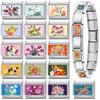 New Brilliant Colorful Flower Butterfly Series Italian Charm Links Fit 9mm Stainless Steel Bracelet Women Men DIY Making Jewelry