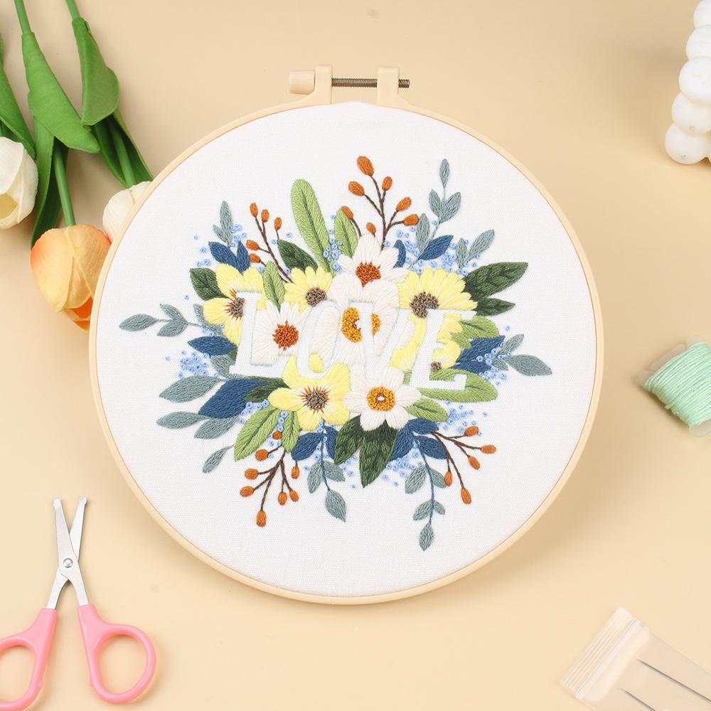 New Love Letter Flower Home Embroidery Handmade Diy Material Package Embroidery