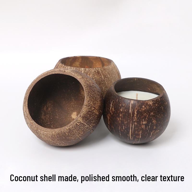 Nordic Minimalist Coconut Shell Candle Cup – Creative Soy Wax Holder with Logo Print