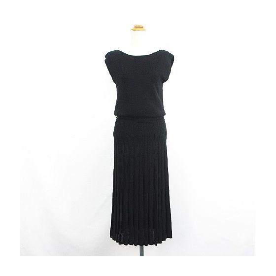 ROPE Picnic Knit Dress Tunic French Sleeve Long Length 38 Black *EKM