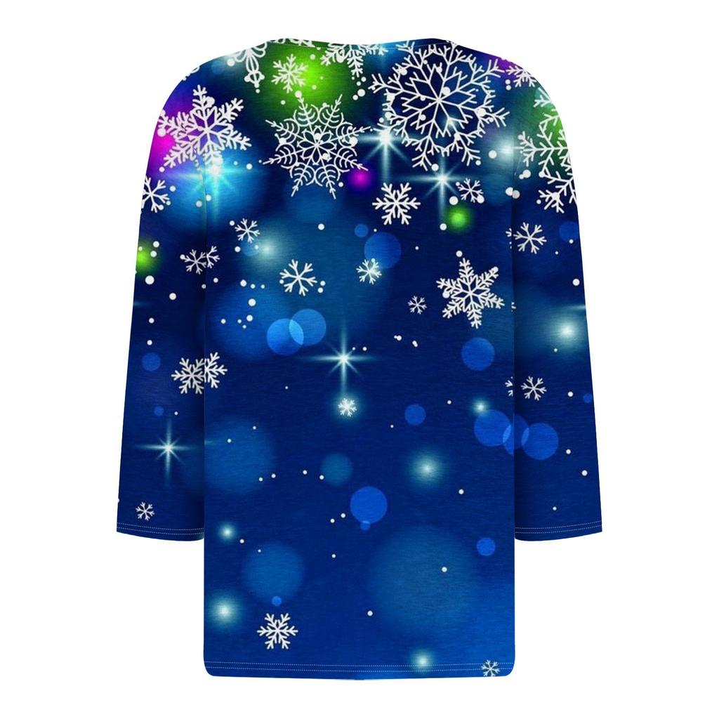 Dámské tričko Tričko Potisk Tlačítko 3/4 rukáv Denní víkend Móda Basic s výstřihem do V Regular Top