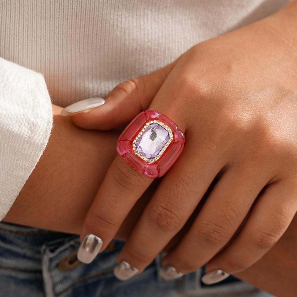 Candy Color Acrylic Resin Ring Exaggerated Big Dome Plain Ring Geometric Ring  Jewelry Gifts