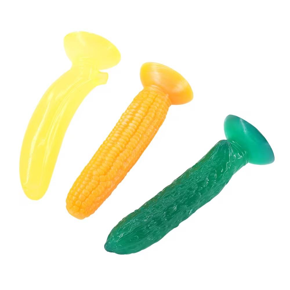 Realistic Dildo TPR Suction Cup Artificial Cock Cucumber Corn Shape Banana Penis Sex Toys for Woman