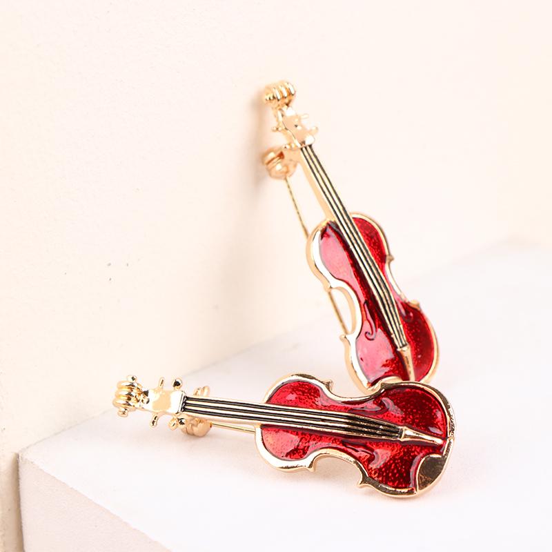 1ks Elegantní červené housle Pins Brože Lady Instruments Brož Šperky